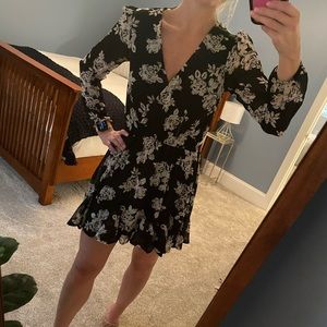 Black floral long sleeve dress